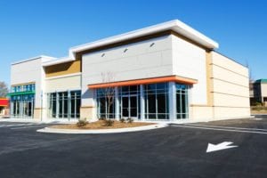 Newly constructed small commercial retail office building